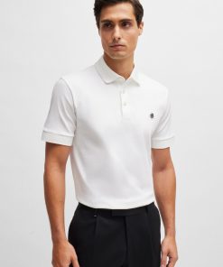 Hugo Boss Polo Shirts-Mercerized-cotton polo shirt with double monogram-boss store near me