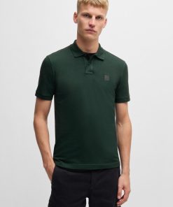 Hugo Boss Polo Shirts-Slim-fit stretch-cotton polo shirt with logo patch-hugo boss near me