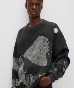 Hugo Boss Sweaters and Cardigans-Wool-blend oversize-fit sweater with seasonal jacquard-hugoboss 2