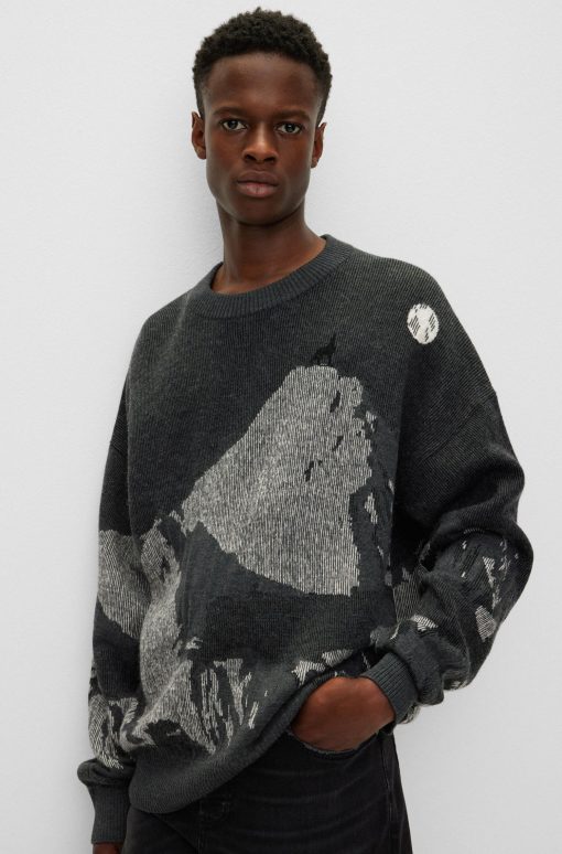 Hugo Boss Sweaters and Cardigans-Wool-blend oversize-fit sweater with seasonal jacquard-hugoboss - Image 2