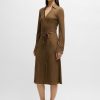 Hugo Boss Dresses-Structured-stripe dress in stretch-cotton jersey-hugo 3