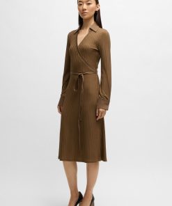 Hugo Boss Dresses-Wrap dress in lustrous ribbed jersey-hugo by hugo boss