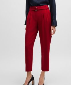 Hugo Boss Pants-Regular-fit cropped trousers in crease-resistant crepe-boss outlet