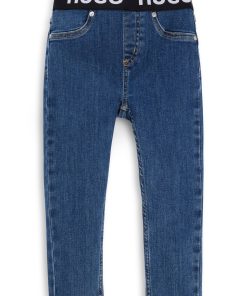 Hugo Boss-Kids’ jeggings in blue stretch denim with branded waistband-boss outlet