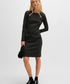 Hugo Boss Dresses-Bodycon dress with cut-out details and silver trimmings-hugoboss