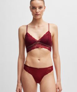 Hugo Boss Underwear, Pajamas, and Socks-Lace triangle bra with metal logo trim-boss store 2