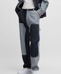 Hugo Boss Pants-Loose-fit jeans in mixed denims-hugo boss store near me