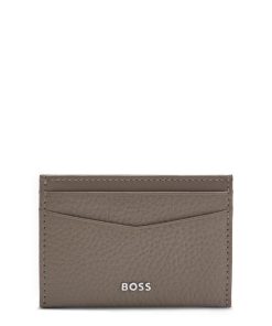 Hugo Boss Wallets and Key Rings-Grained-leather card holder with logo lettering-hugo boss sale