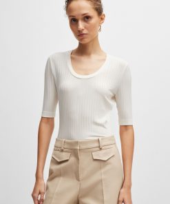 Hugo Boss Tops-Scoop-neck top in stretch fabric-boss near me