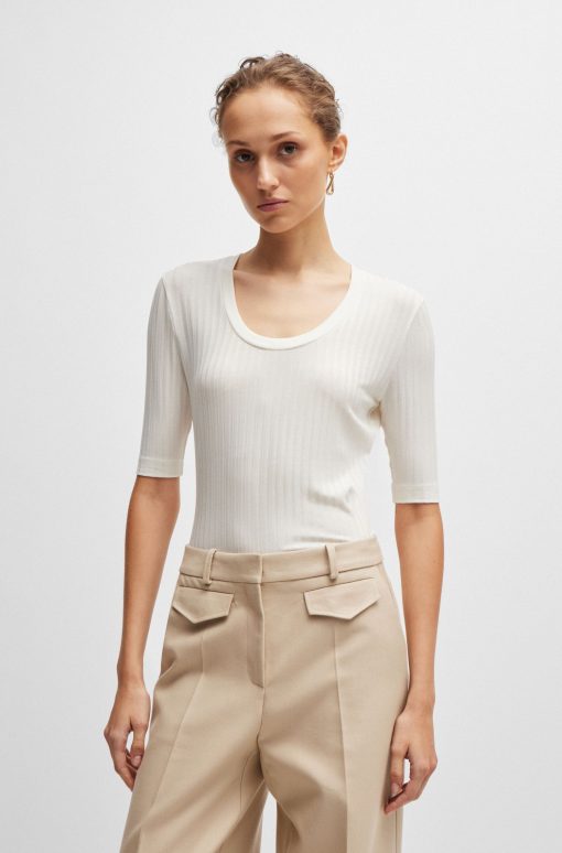 Hugo Boss Tops-Scoop-neck top in stretch fabric-boss near me