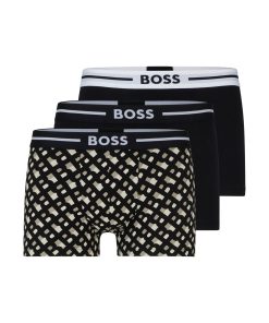 Hugo Boss Underwear-Three-pack of stretch-cotton trunks with logo waistbands-hugo boss outlet