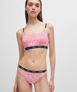 Hugo Boss Underwear, Pajamas, and Socks-Two-pack of stretch-cotton bralettes with logo underbands-boss store near me 2