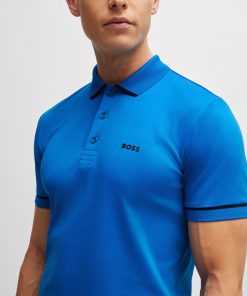 Hugo Boss Polo Shirts-Interlock-cotton slim-fit polo shirt with contrast trims-hugo boss store near me 2