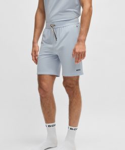 Hugo Boss Underwear-Stretch-cotton pajama shorts with logo print-hugo boss near me