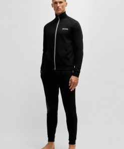 Hugo Boss Sweatshirts and Jogging Pants-Cotton-terry zip-up jacket with logo print-hugo boss store near me 2