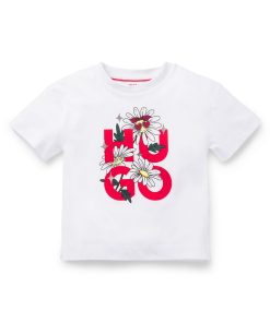 Hugo Boss-Kids T-shirt in cotton with floral stacked-logo print-hugo boss outlet