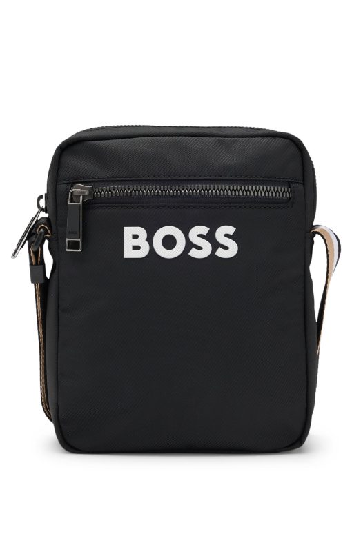 Hugo Boss-Crossbody bag with contrast logo and signature-stripe strap-hugo