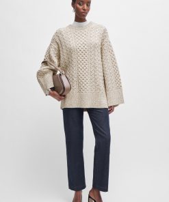 Hugo Boss Sweaters and Cardigans-Wool-blend sweater with cable-knit structure-hugo boss store near me 2