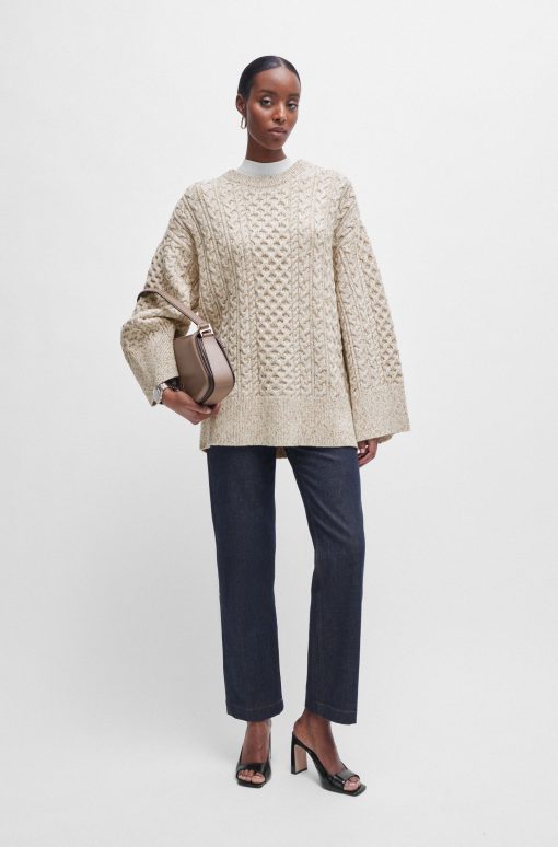 Hugo Boss Sweaters and Cardigans-Wool-blend sweater with cable-knit structure-hugo boss store near me - Image 2