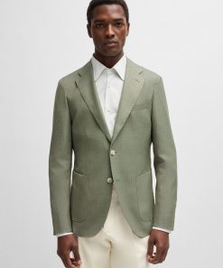 Hugo Boss Sport Coats-Slim-fit jacket in micro-patterned wool-hugo boss store near me