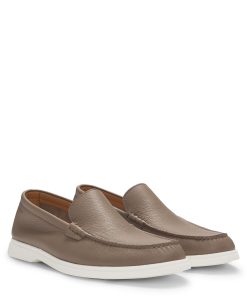 Hugo Boss Casual Shoes-Tumbled-leather moccasins with logo detail-hugo boss outlet