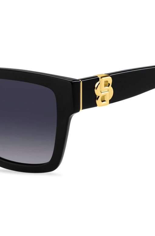 Hugo Boss Eyewear-Black-acetate sunglasses with gold-tone Double B monograms-boss store - Image 2