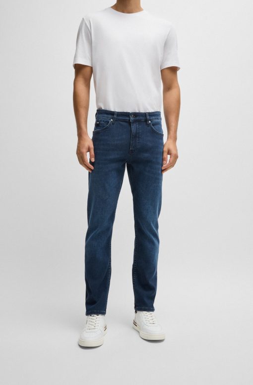 Hugo Boss Pants-Slim-fit jeans in blue knitted stretch denim-hugo boss sale