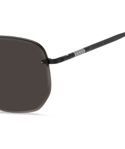 Hugo Boss Eyewear-Half-rim sunglasses in black titanium and metal-hugo boss sale 2