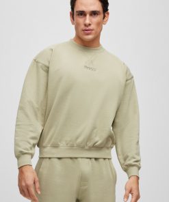 Hugo Boss Sweatshirts and Jogging Pants-Suede-look pajamas in cotton with embroidered logos-boss store