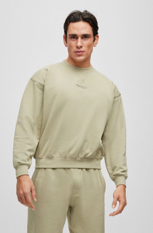 Hugo Boss Sweatshirts and Jogging Pants-Suede-look pajamas in cotton with embroidered logos-boss store