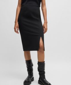 Hugo Boss Skirts-Pencil skirt in stretch fabric with front slit-hugo boss store near me