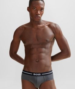 Hugo Boss Underwear-Three-pack of stretch-cotton trunks with logo waistbands-hugo 2