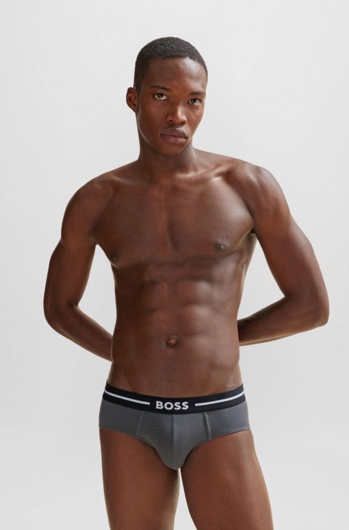 Hugo Boss Underwear-Three-pack of stretch-cotton trunks with logo waistbands-hugo - Image 2