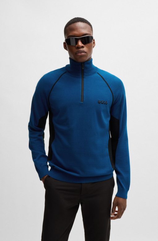 Hugo Boss Sweaters and Cardigans-Sweater with color-blocking and logo-boss store near me