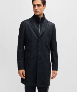 Hugo Boss Jackets and Coats-Herringbone slim-fit coat with detachable zip-up inner-hugo boss store