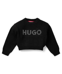 Hugo Boss-Kids’ cropped sweater with studded logo-hugo boss near me