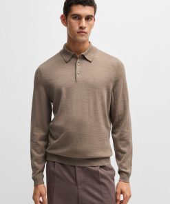 Hugo Boss Sweaters and Cardigans-Knit polo sweater in virgin wool-boss near me