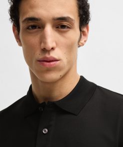 Hugo Boss Polo Shirts-Mercerized-cotton regular-fit polo shirt with stripe trims-hugo boss outlet 2