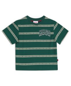 Hugo Boss-Kids’ T-shirt in striped cotton with varsity-style logo-hugo boss sale