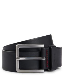 Hugo Boss Belts-Grainy embossed-leather belt with brushed metal hardware-boss store