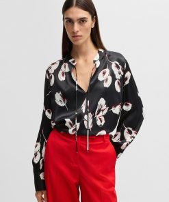 Hugo Boss Blouses-Relaxed-fit blouse with tulip print-hugoboss