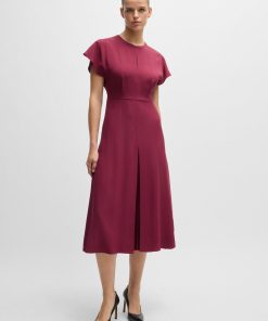 Hugo Boss Dresses-Keyhole-neckline dress with plissé insert-hugo 2