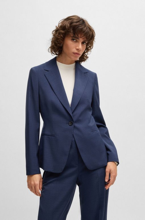 Hugo Boss Tailored Jackets-Regular-fit blazer in micro-check virgin wool-boss outlet