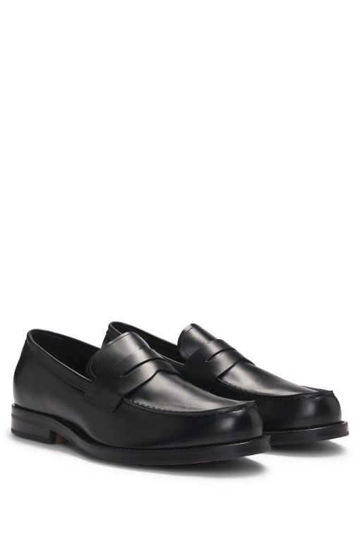 Hugo Boss Business Shoes-Dressletic slip-on penny loafers in leather-hugo boss near me