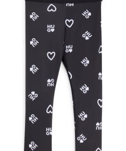 Hugo Boss-Kids’ stretch leggings with hearts and logo print-hugo boss outlet