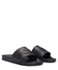 Hugo Boss Sandals-Italian-made slides with raised logo-hugo boss store near me