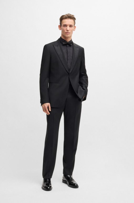 Hugo Boss Sport Coats-Slim-fit tuxedo jacket with embellished lapels-hugo by hugo boss - Image 2