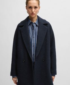 Hugo Boss Jackets and Coats-Loose-fit coat in textured wool-boss near me