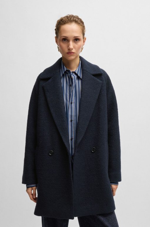 Hugo Boss Jackets and Coats-Loose-fit coat in textured wool-boss near me