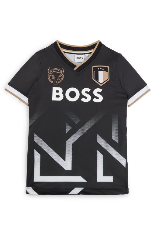 Hugo Boss-Kids' V-neck T-shirt with degradé artwork-hugo boss store near me